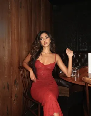 Red Fashion Prom Dress,Lace Formal Evening Gown       fg4917