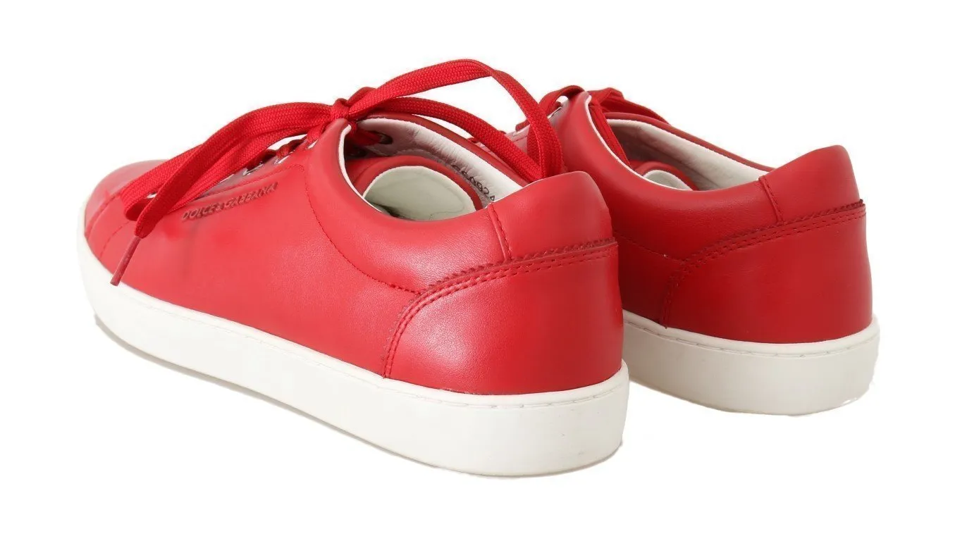 Red Leather Mens Casual Sneakers