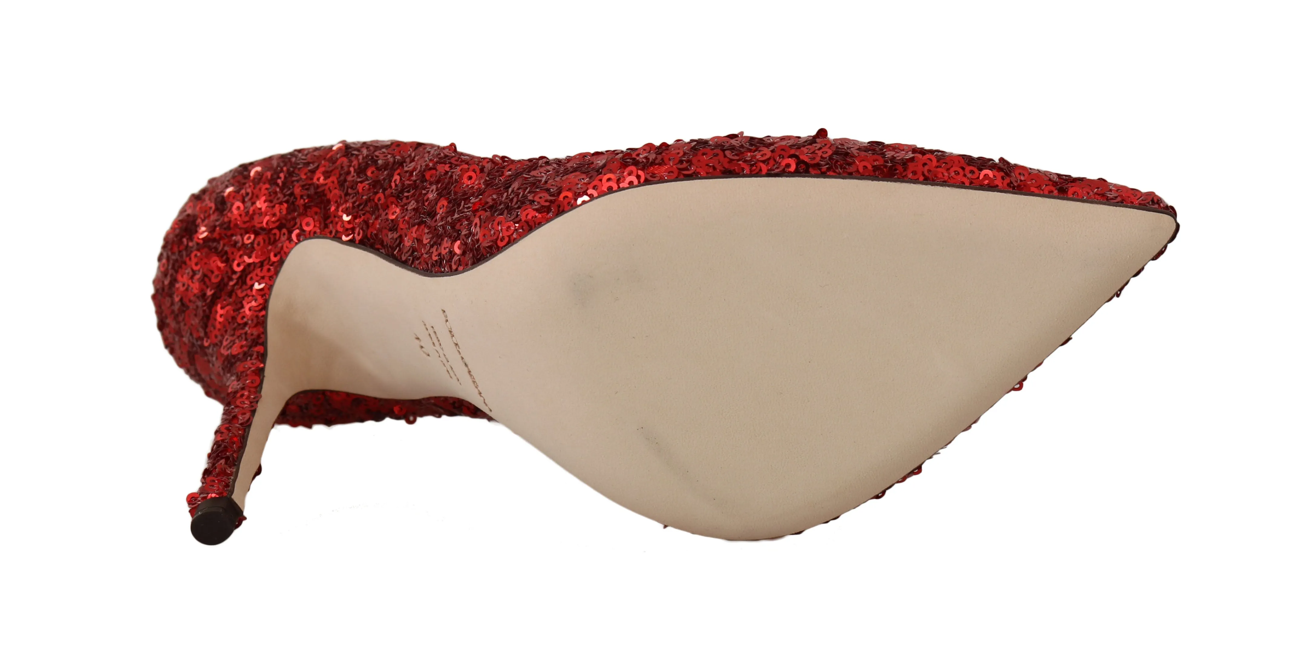 Red Sequined Leather Pumps Heels