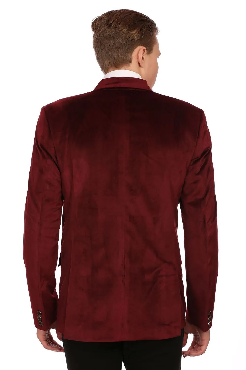 Red Velvet Blazer with Gold Embroidery