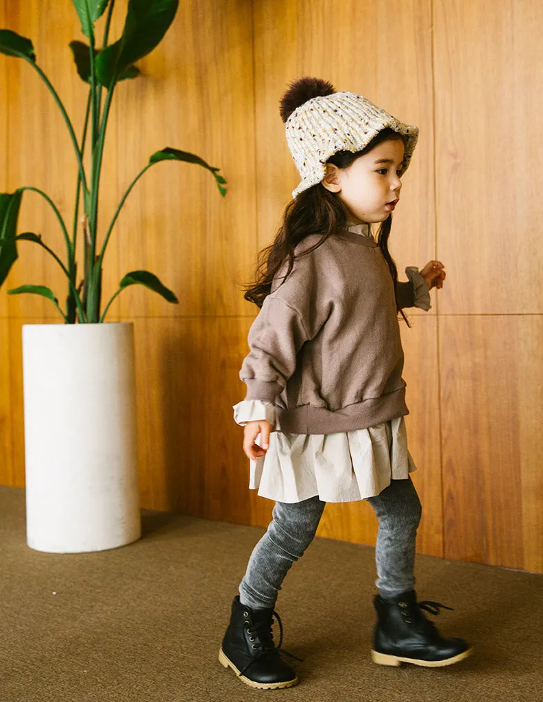 Ruffle Collar Jumper Dress Coffee