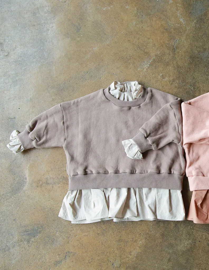 Ruffle Collar Jumper Dress Coffee