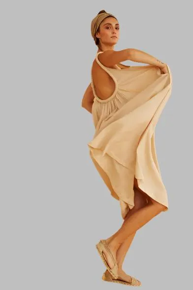 Sahara Chemise Dress Nile Green Cotton Gauze