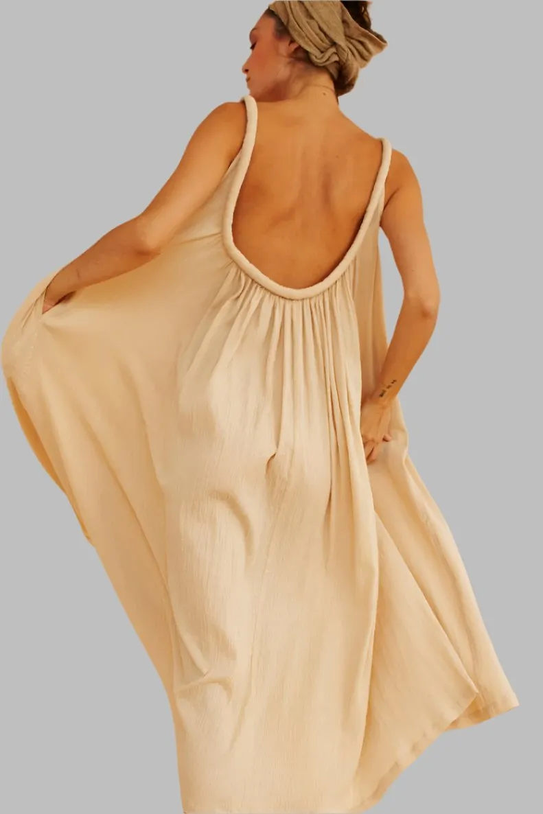 Sahara Chemise Dress Nile Green Cotton Gauze