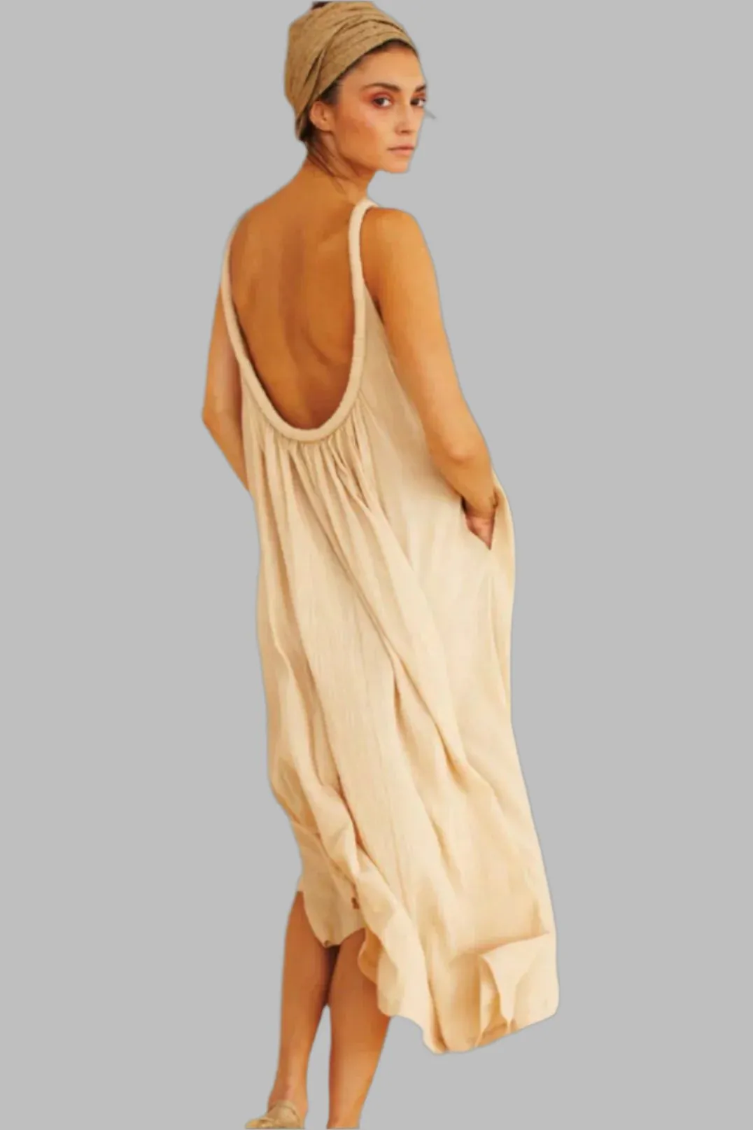 Sahara Chemise Dress Nile Green Cotton Gauze