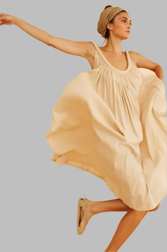 Sahara Chemise Dress Nile Green Cotton Gauze