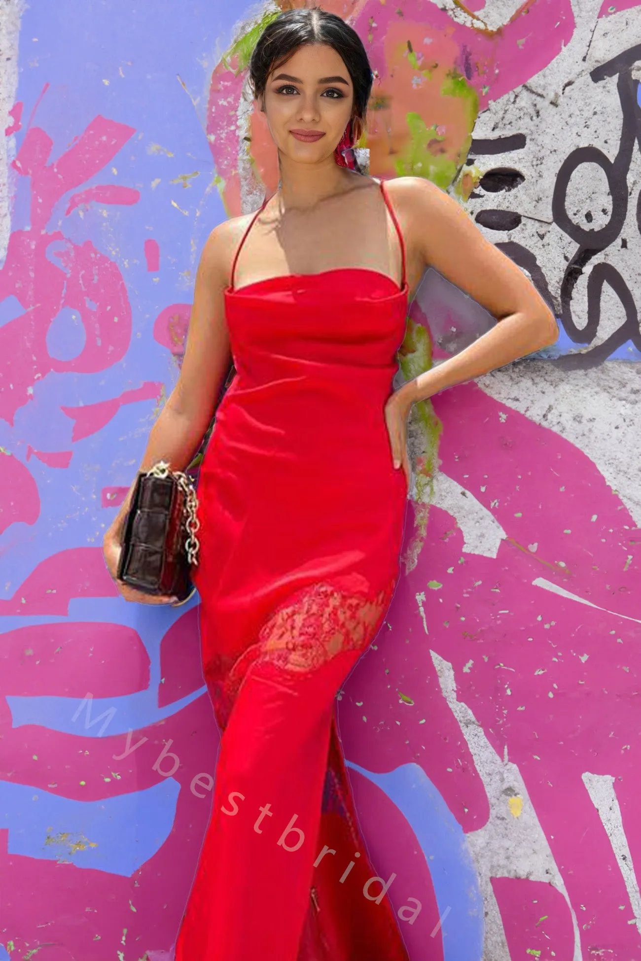 Sexy Jewel Spaghetti Straps Side slit Mermaid Long Prom Dress,PDS11521