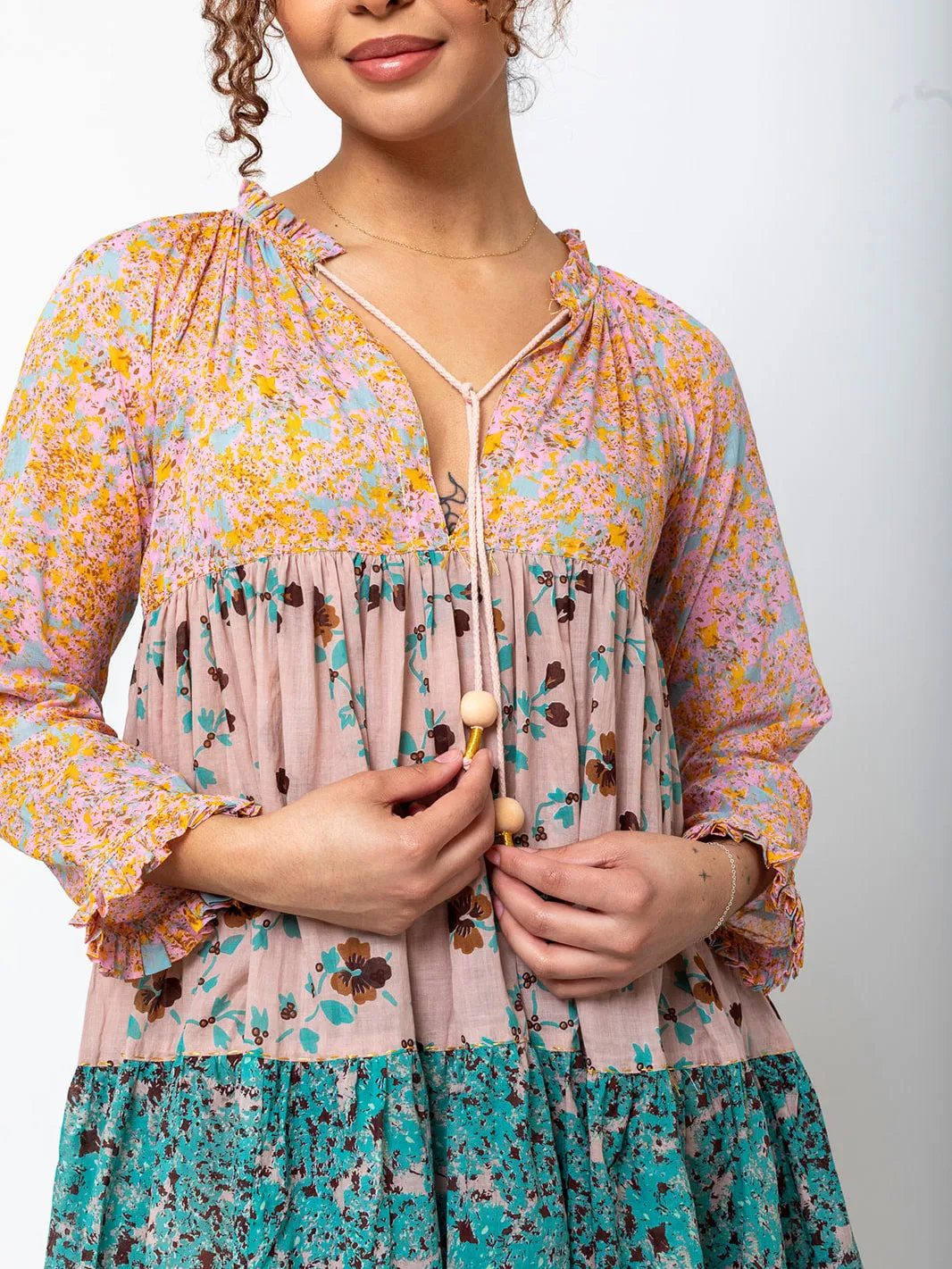 Short to Knee Hippy Dress - Bubbles
