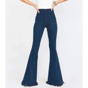 SHOW ME YOUR MUMU Berkley Bells Blue Denim Bell Bottoms Boho Jeans Small Boho