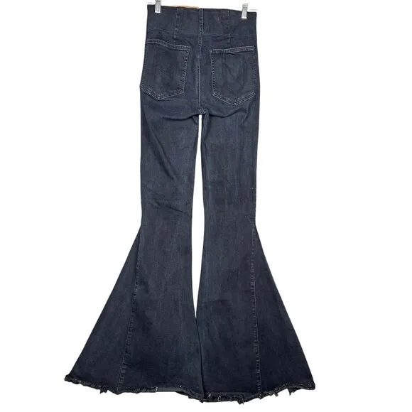 SHOW ME YOUR MUMU Berkley Bells Blue Denim Bell Bottoms Boho Jeans Small Boho