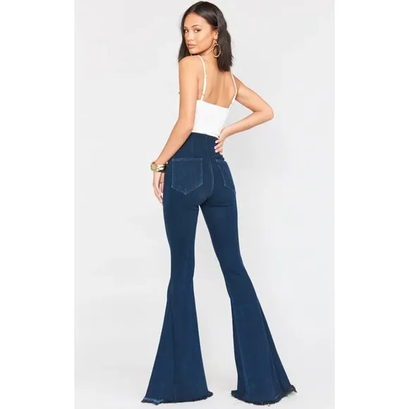SHOW ME YOUR MUMU Berkley Bells Blue Denim Bell Bottoms Boho Jeans Small Boho