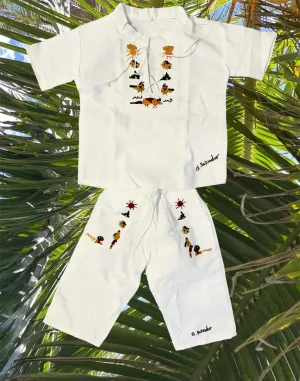 Size 2: 18-24 months Traditional Embroidered Set from El Salvador-Set de niñxs bordado