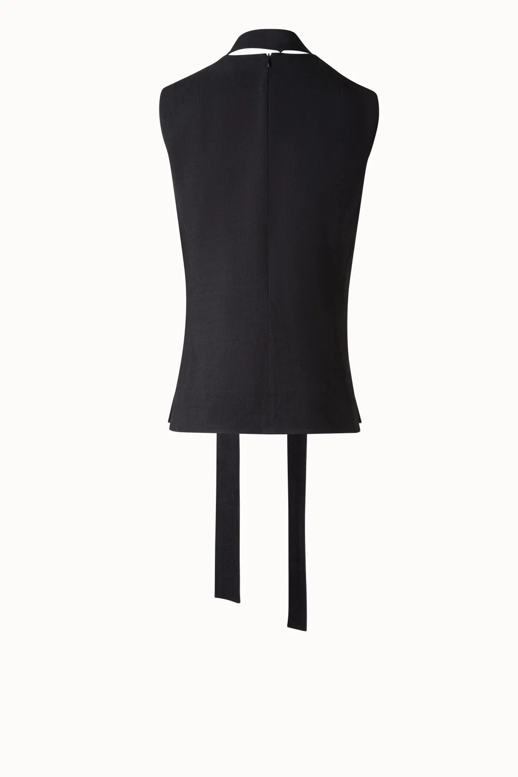 Sleeveless Tie Neck Blouse in Linen Blend