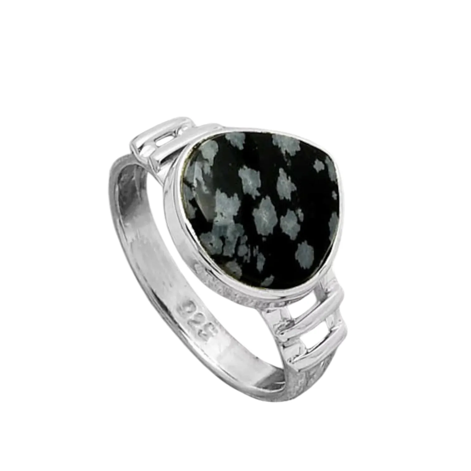 Snowflake Obsidian Solid 925 Sterling Silver Ring 7