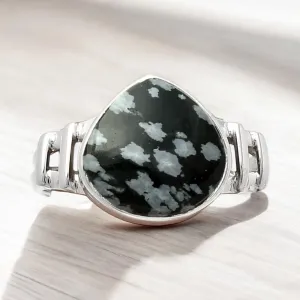 Snowflake Obsidian Solid 925 Sterling Silver Ring 7