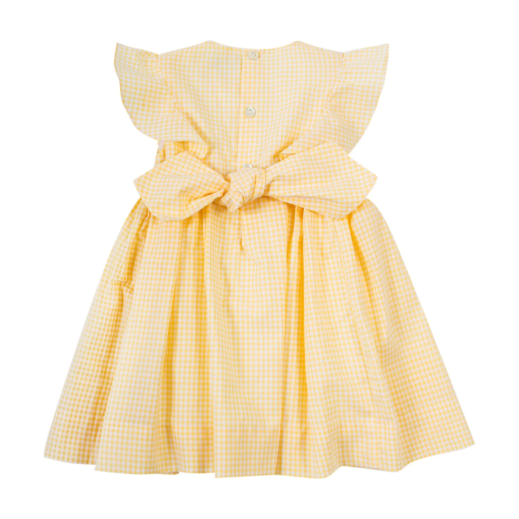 SS23 Kidiwi Girls Albane Lemon & White Smocked Dress