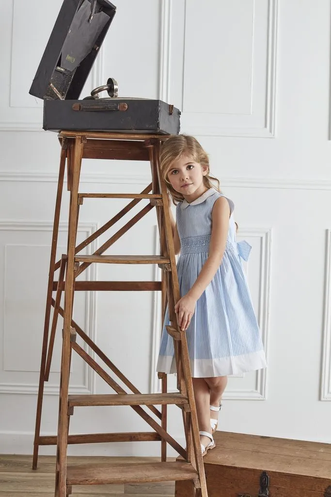 SS23 Kidiwi Girls Leanne Lemon & White Smocked Dress
