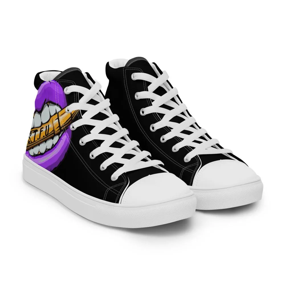 STFU Electric Purple Logo Women’s High Top Canvas Shoes