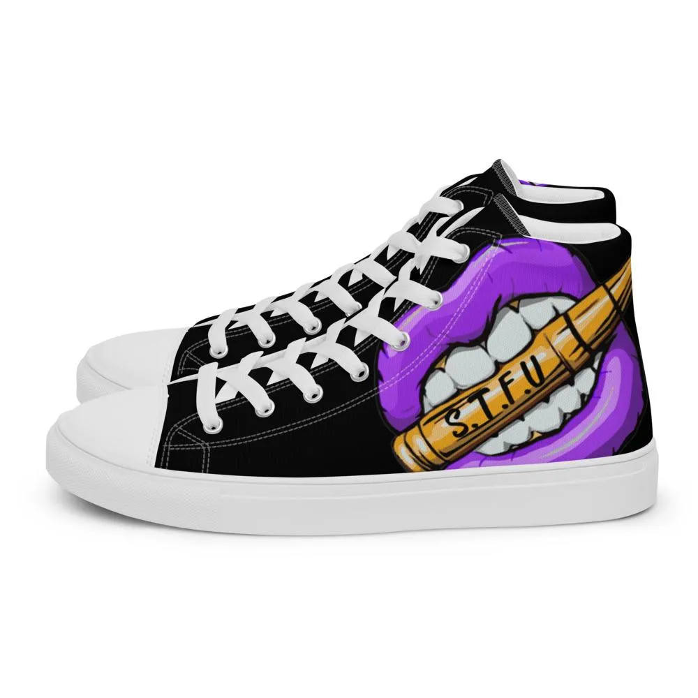 STFU Electric Purple Logo Women’s High Top Canvas Shoes