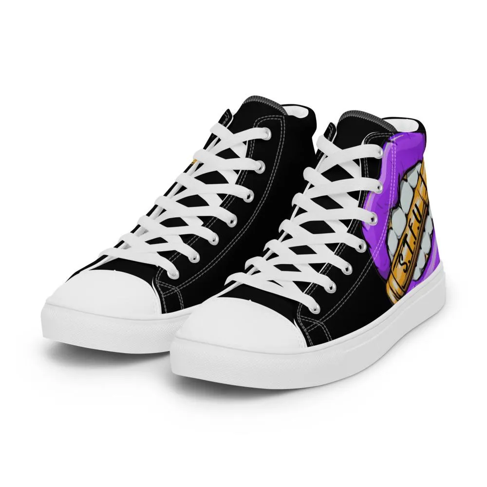 STFU Electric Purple Logo Women’s High Top Canvas Shoes