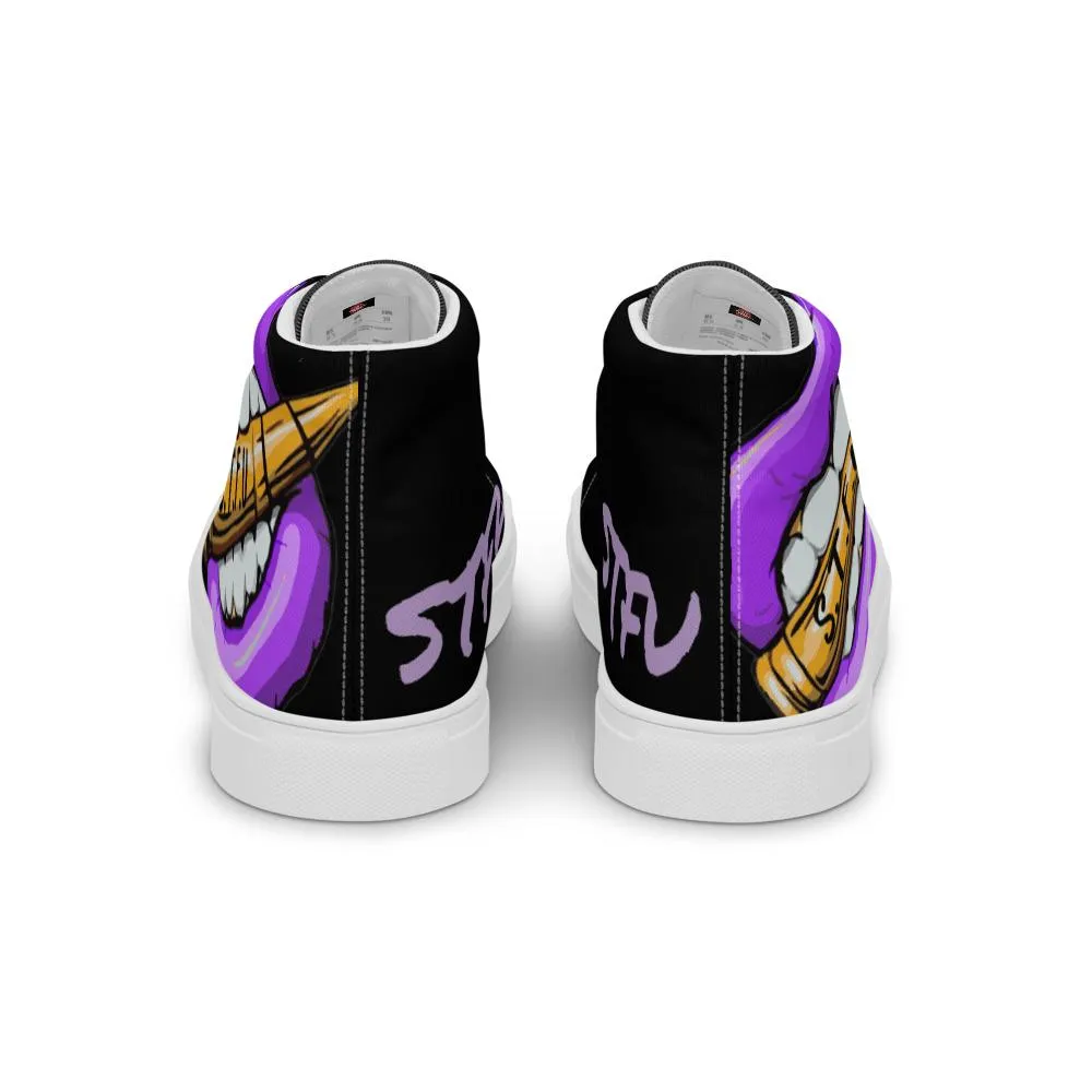 STFU Electric Purple Logo Women’s High Top Canvas Shoes