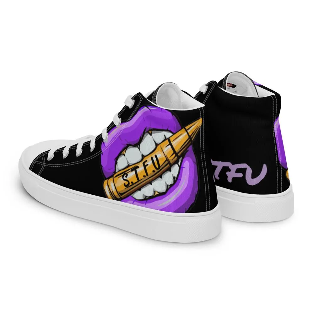 STFU Electric Purple Logo Women’s High Top Canvas Shoes