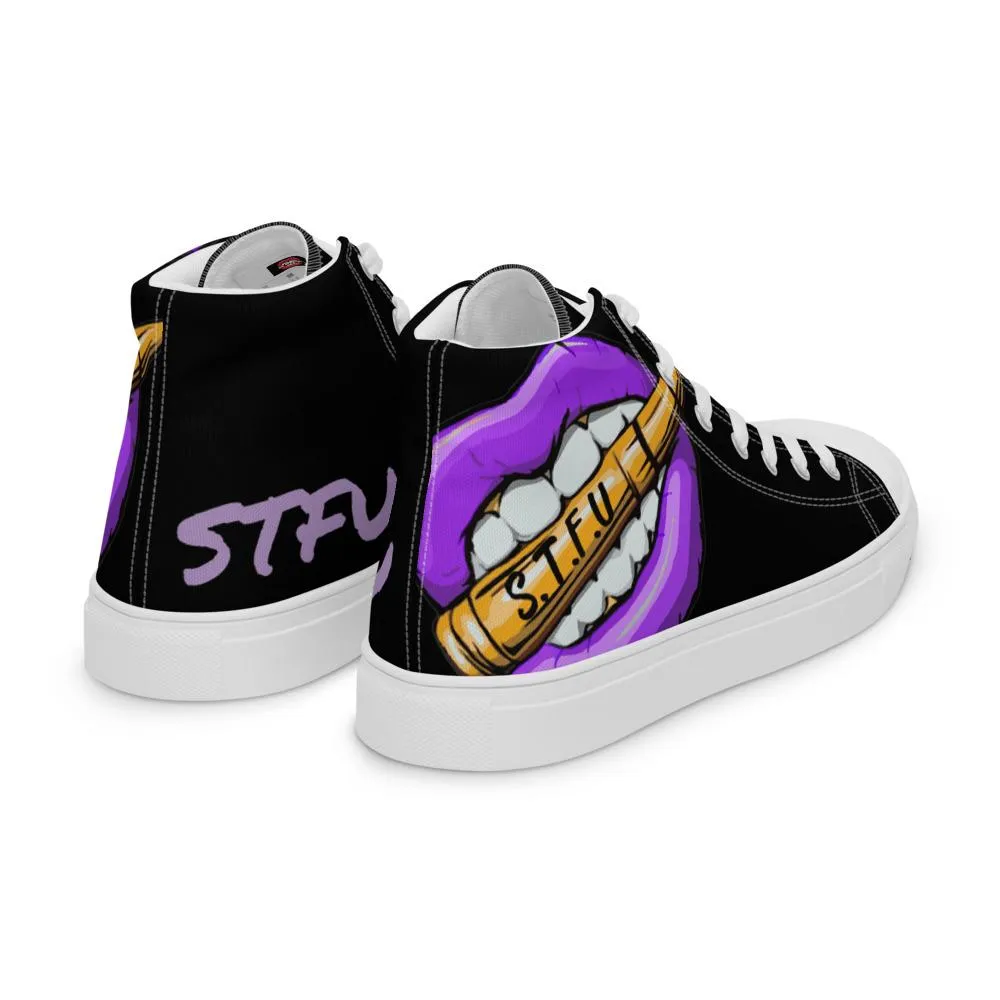 STFU Electric Purple Logo Women’s High Top Canvas Shoes
