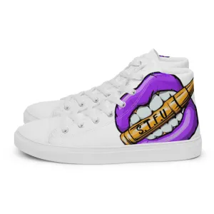 STFU Electric Purple Men’s High Top Canvas Shoes - White