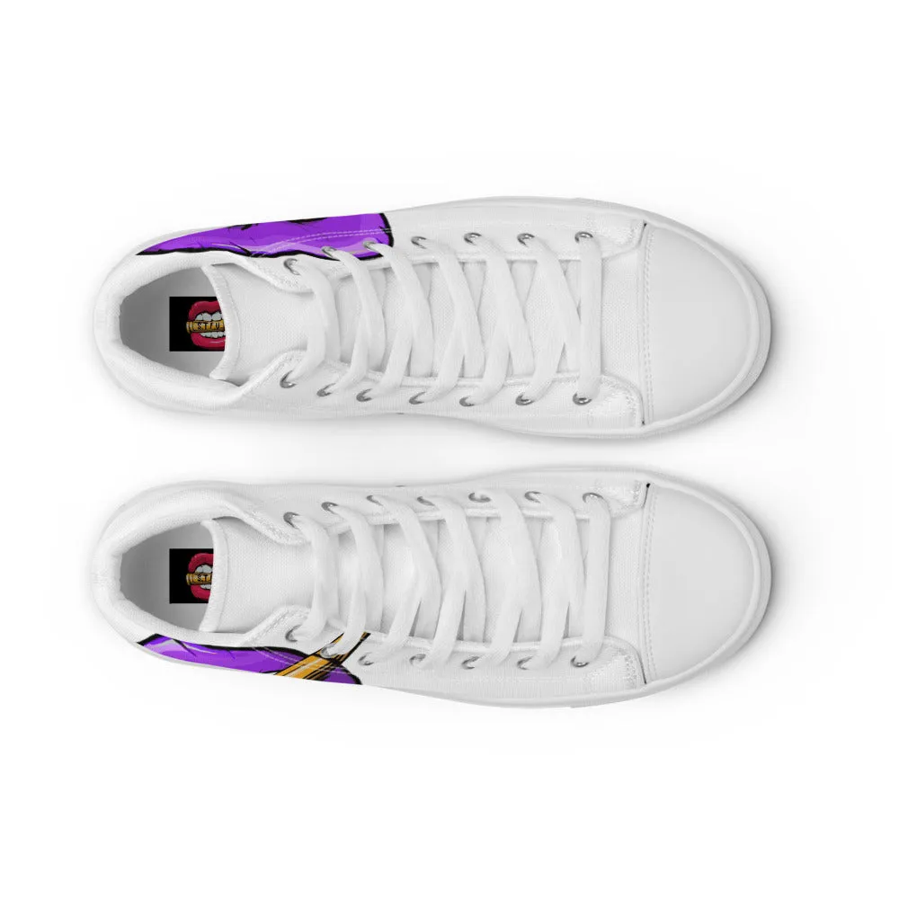 STFU Electric Purple Men’s High Top Canvas Shoes - White