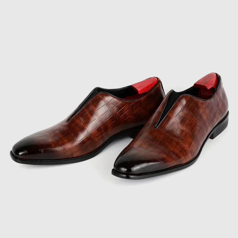 Stone Pattern™ | Men's Leather Oxford Shoes | Genuine Leather, Stylish Stone Design & Comfortable Fit