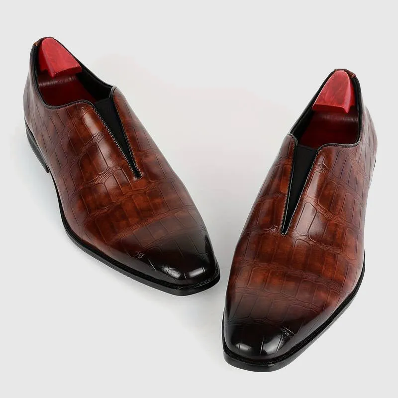 Stone Pattern™ | Men's Leather Oxford Shoes | Genuine Leather, Stylish Stone Design & Comfortable Fit