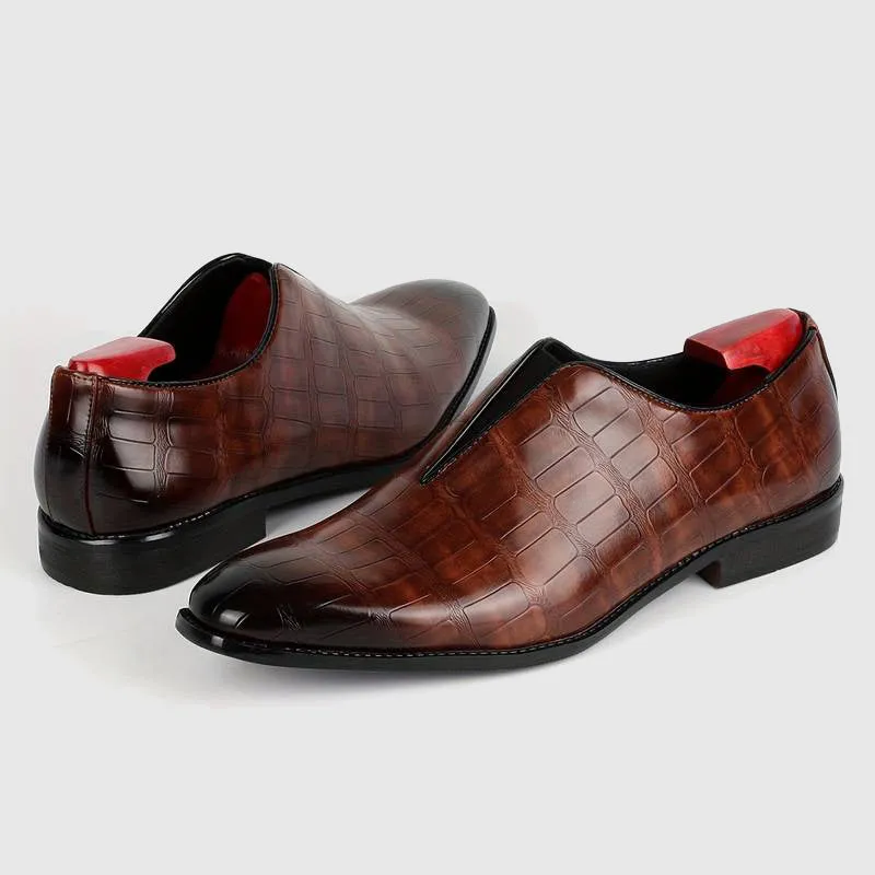 Stone Pattern™ | Men's Leather Oxford Shoes | Genuine Leather, Stylish Stone Design & Comfortable Fit