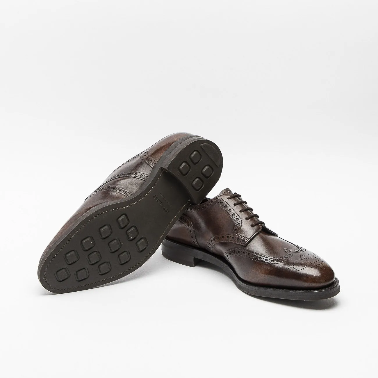 Stringata derby John Lobb Hayle in pelle marrone (Dark Brown Museum)