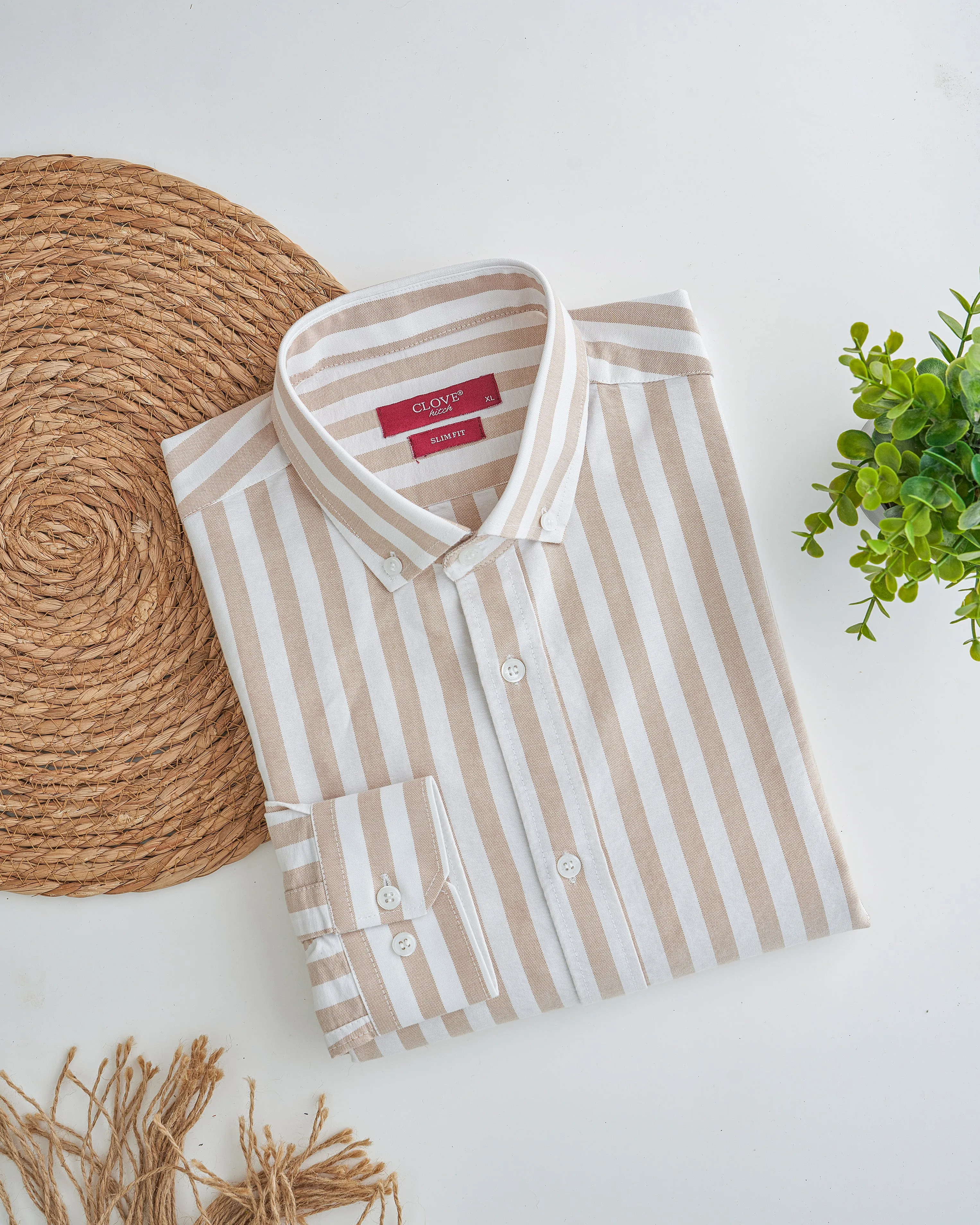 Striped Oxford Shirt - Beige ST152