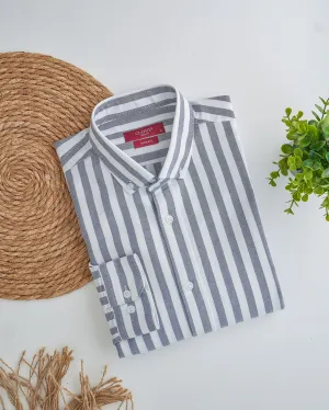 Striped Oxford Shirt - Navy ST150