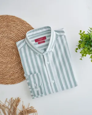 Striped Oxford Shirt - Pistachio Green ST151