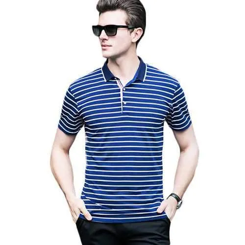 Striped Printed Business Casual Golf Shirt