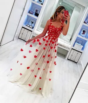 Stylish tulle sweetheart long prom dress,  evening dress