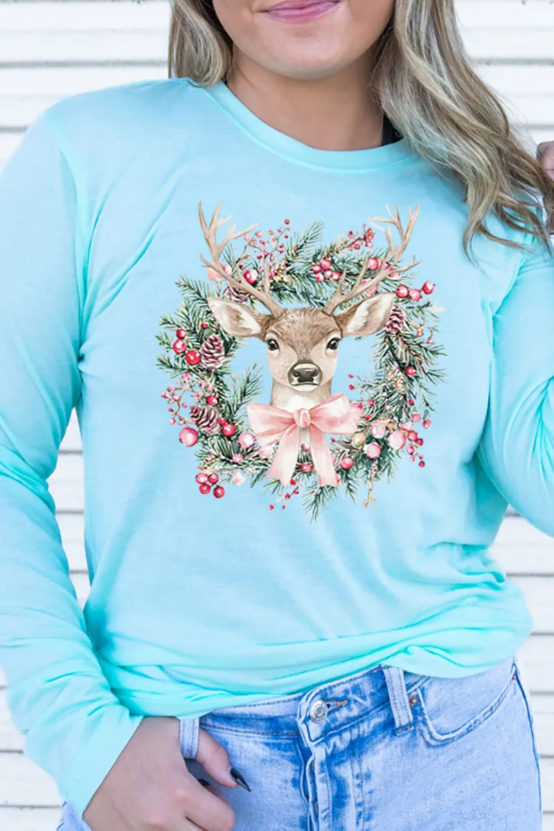 Sugar Plum Deer Adult Soft-Tek Blend Long Sleeve Tee