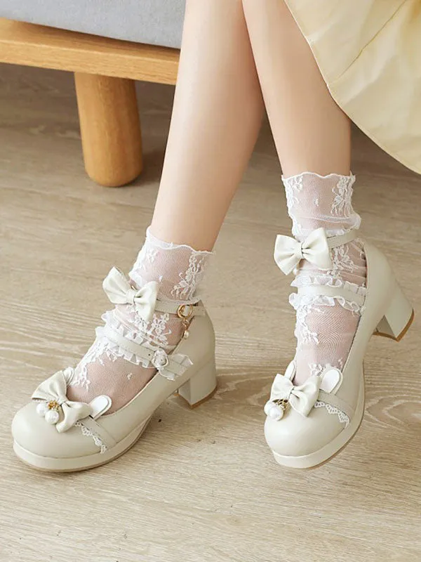 Sweet Lolita Footwear Black Bowknot PU Leather Daily Casual Lolita Shoes