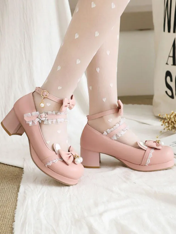 Sweet Lolita Footwear Black Bowknot PU Leather Daily Casual Lolita Shoes
