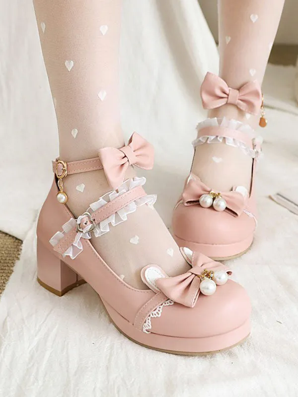 Sweet Lolita Footwear Black Bowknot PU Leather Daily Casual Lolita Shoes