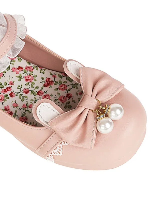 Sweet Lolita Footwear Black Bowknot PU Leather Daily Casual Lolita Shoes