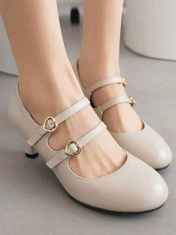 Sweet Lolita Footwear Black Round Toe PU Leather Lolita Shoes