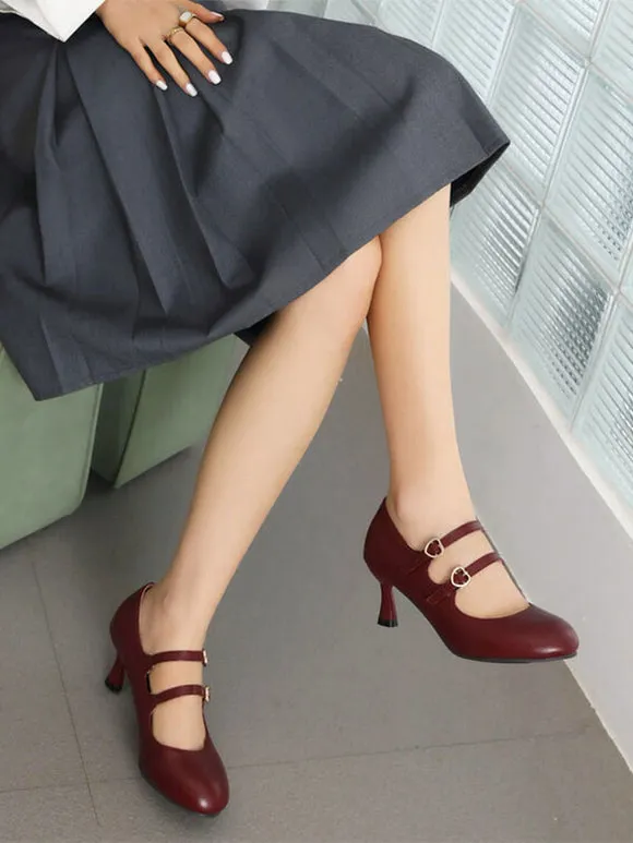 Sweet Lolita Footwear Black Round Toe PU Leather Lolita Shoes