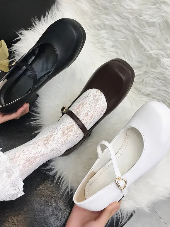 Sweet Lolita Footwear Deep Brown PU Leather Chunky Heel Lolita Shoes