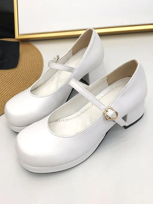 Sweet Lolita Footwear Deep Brown PU Leather Chunky Heel Lolita Shoes