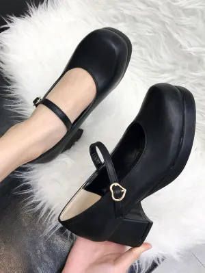 Sweet Lolita Footwear Deep Brown PU Leather Chunky Heel Lolita Shoes