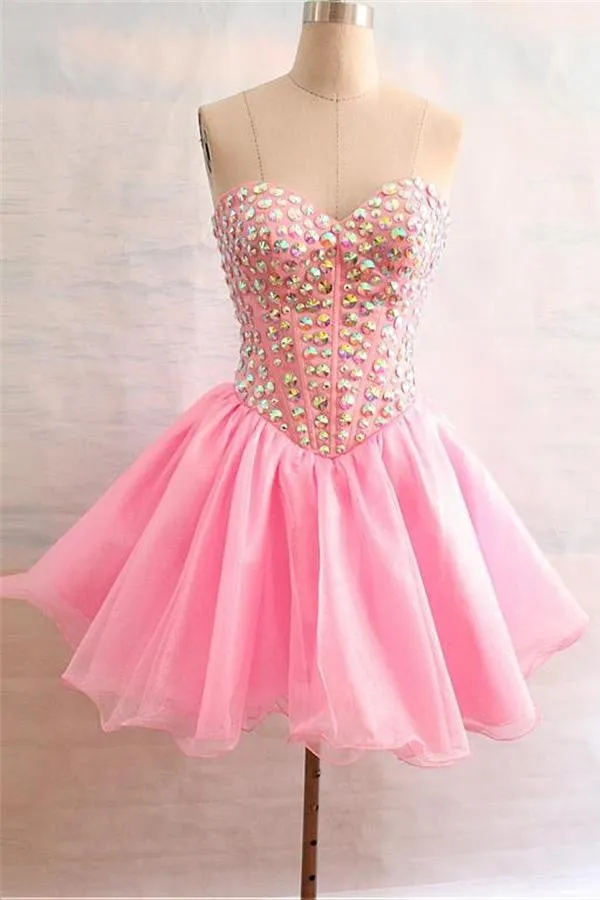 Sweetheart Beaded Yellow Short Handmade Cute Homecoming Dress K206