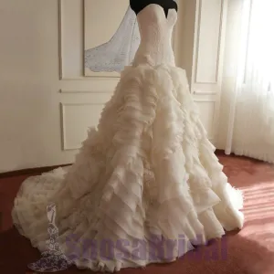 Sweetheart Gorgeous Elegant Formal Ivory Beautiful Handmade Wedding Dresses, Wedding Gowns, PD0562